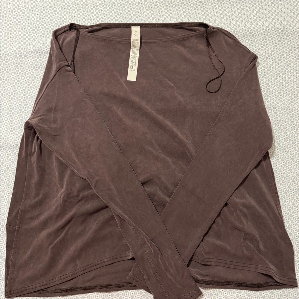 Lululemon Drapey Softstreme Off-The-Shoulder Long-Sleeve Shirt in Espresso
